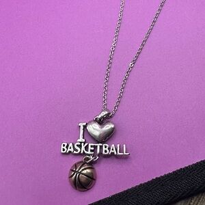 Silver Basketball Charm Necklace/Earrings Set by Davinci NWT